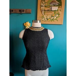 Vintage 60s embellished beaded sleeveless top size small